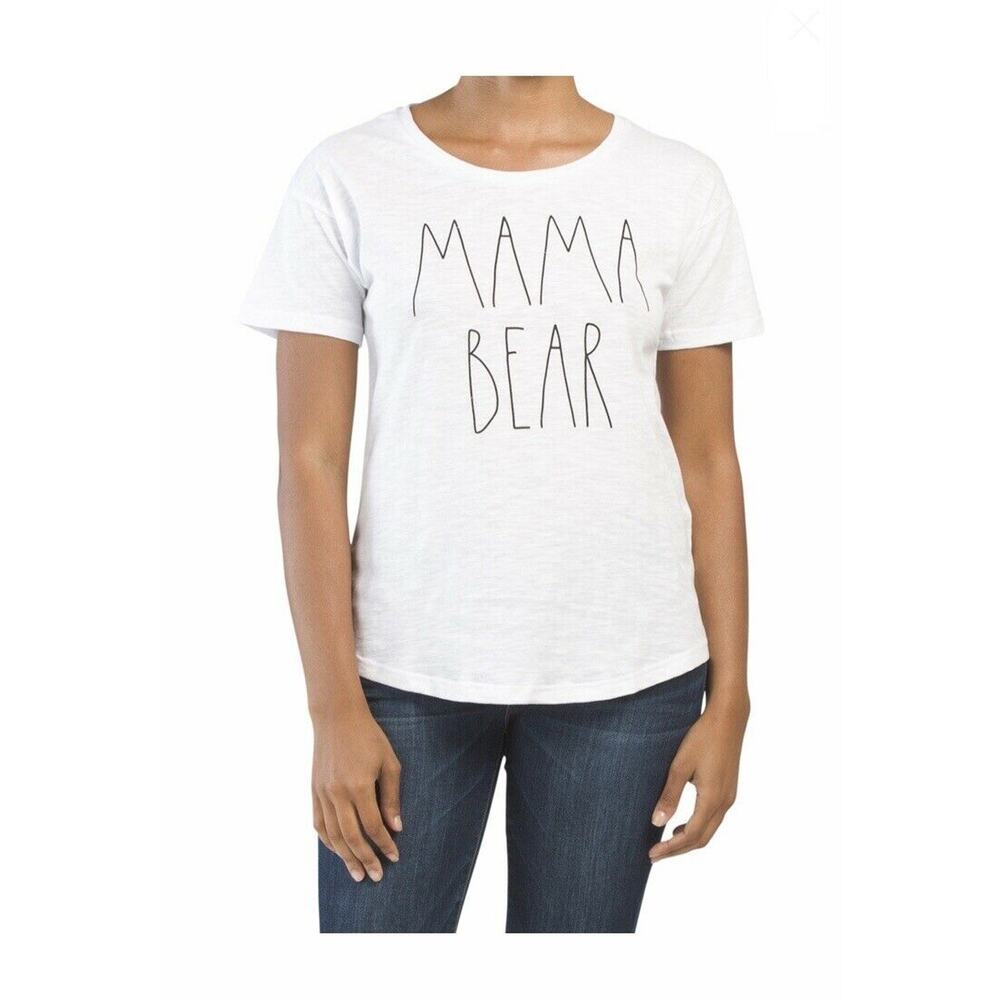Rae Dunn White Mama Bear Short Sleeve Women’s T Shirt Tee Top Size XL